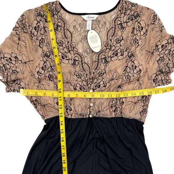 Soma Cool Nights Lace Bodice Maxi Nightgown Large Black Nude Lace Sleepwear NWT - Picture 11 of 12